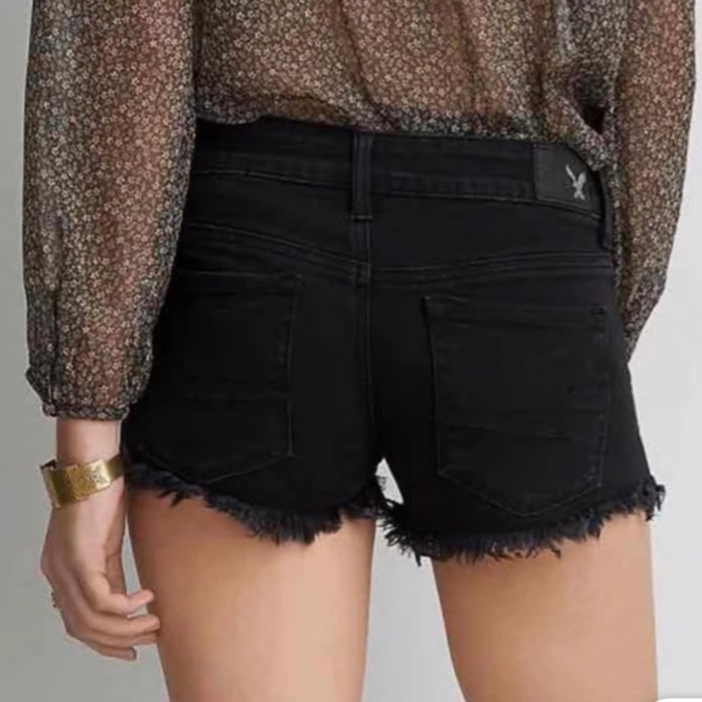 American Eagle Black Super Low Shorties Size 4 - Picture 3 of 9